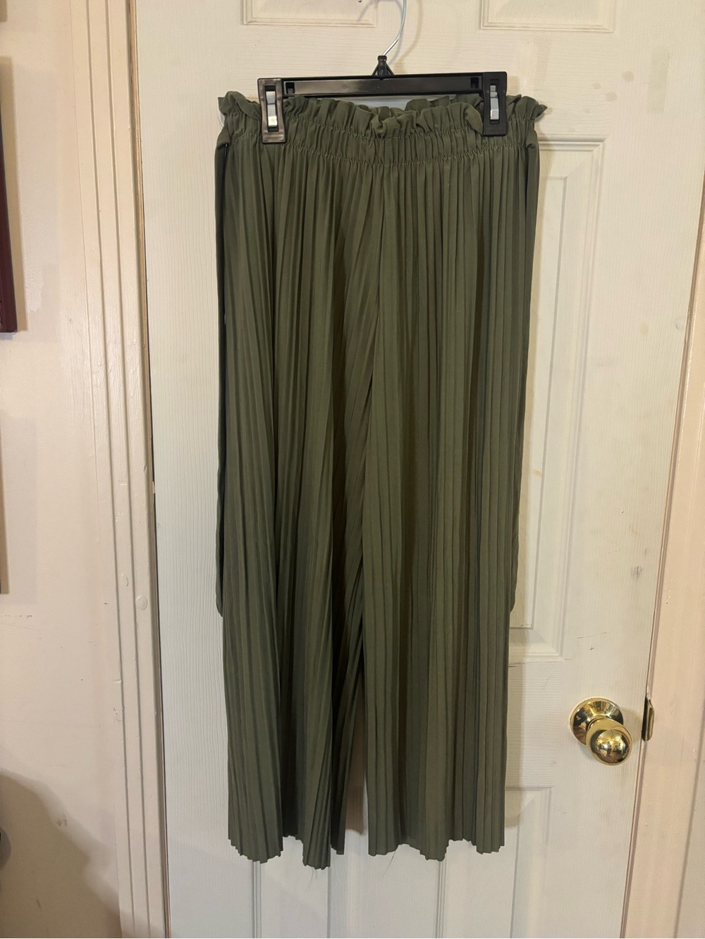 Jon & Anna Olive Pleated Wide-Leg Pants
